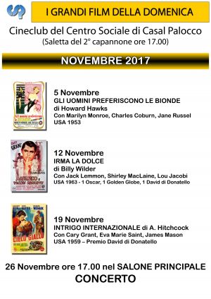 Nuovo Cineforum domenicale al CSP Ore 17:00 - Novembre 2017